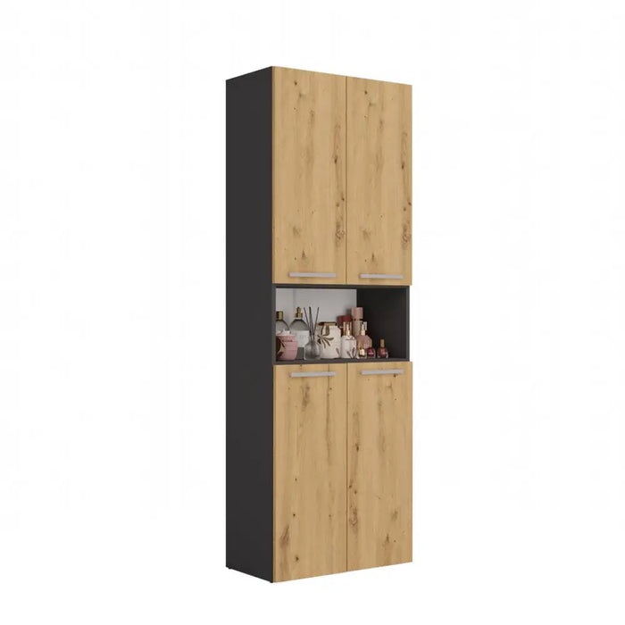 Topeshop NEL 2K DK ANT/ART KP шкаф за баня Графит Дъб
