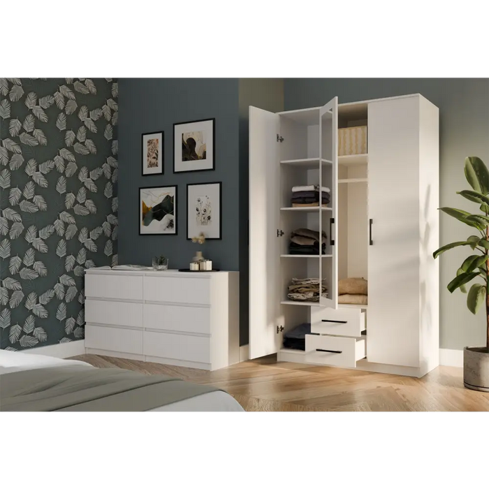 Topeshop ROMANA 120 BIEL гардероб/килер за спалня 6 рафта 3