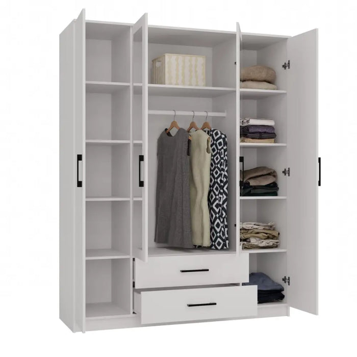 Topeshop ROMANA 160 BIEL гардероб/килер за спалня 11 рафта