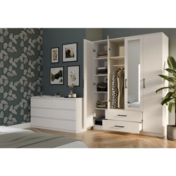 Topeshop ROMANA 160 BIEL гардероб/килер за спалня 11 рафта