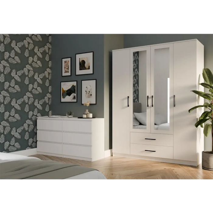 Topeshop ROMANA 160 BIEL гардероб/килер за спалня 11 рафта