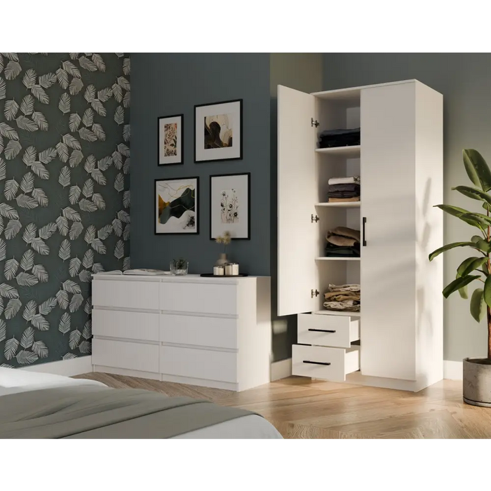 Topeshop ROMANA 80 BIEL L гардероб/килер за спалня 5 рафта