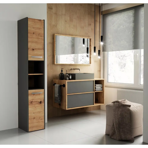 Topeshop S30 АНТРАЦИТ/АРТИСАН шкаф за баня