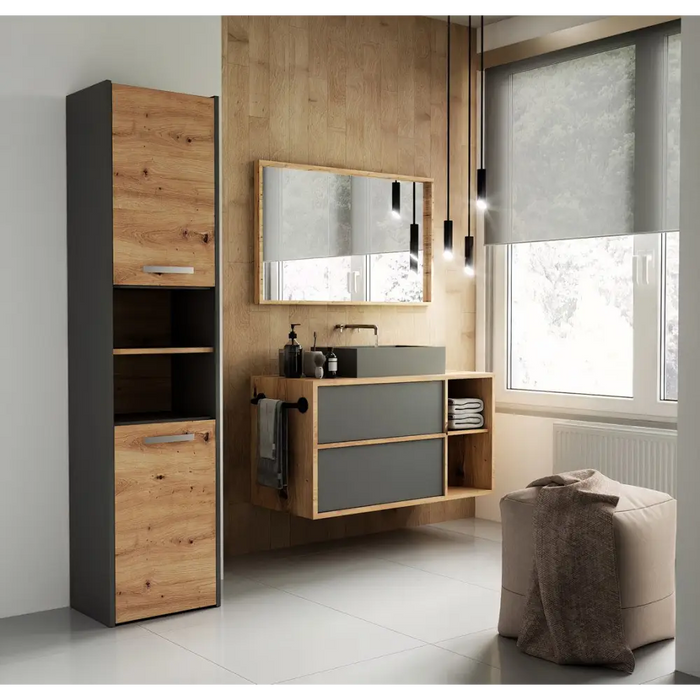 Topeshop S40 ANTRACYT/ARTISAN шкаф за баня