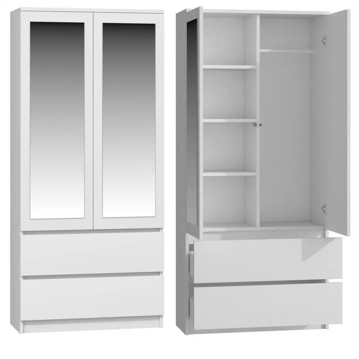 Topeshop SS 90 BIEL LUSTRO гардероб/килер за спалня 5 рафта