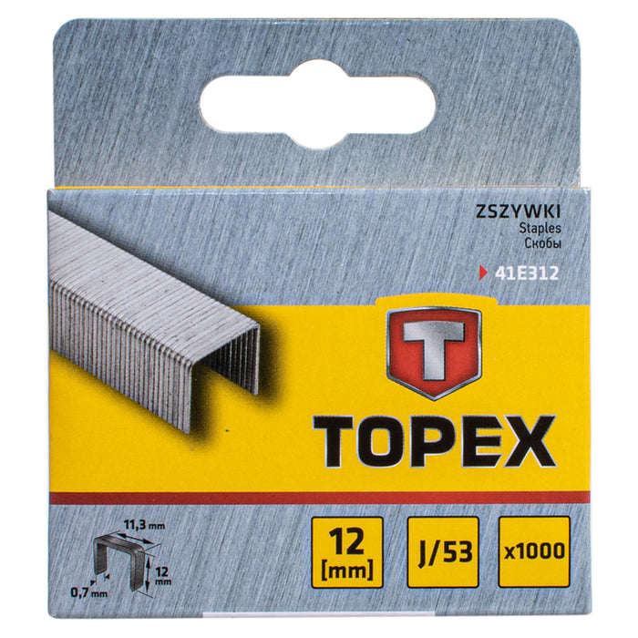 СКОБИ ЗА ТАКЕР ТИП J 53 12X11.3 ММ TOPEX 1000 БРОЯ