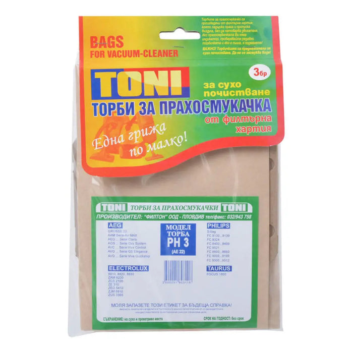 ТОРБИ ЗА ПРАХОСМУКАЧКА TONI PH3 X3 3 БР
