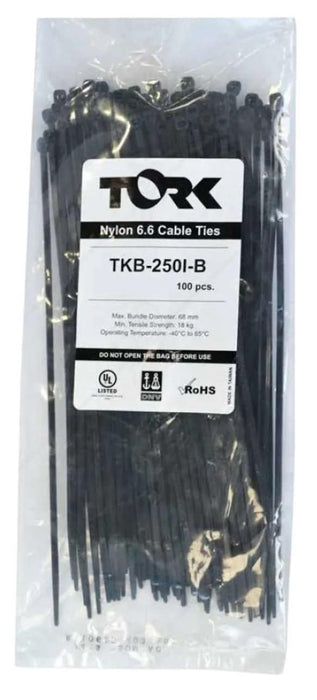 Кабелни превръзки Tork - 368 x 4.8 mm, черни, 100 броя