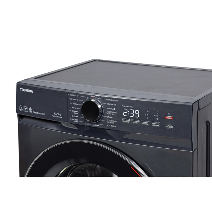 Пералня със сушилня Toshiba TWD-T21BU90UWBK(MG) , 1400 об./мин., 6 kg, 8.00 kg, E , Inox