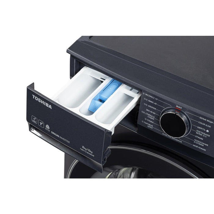 Пералня със сушилня Toshiba TWD-T21BU90UWBK(MG) , 1400 об./мин., 6 kg, 8.00 kg, E , Inox