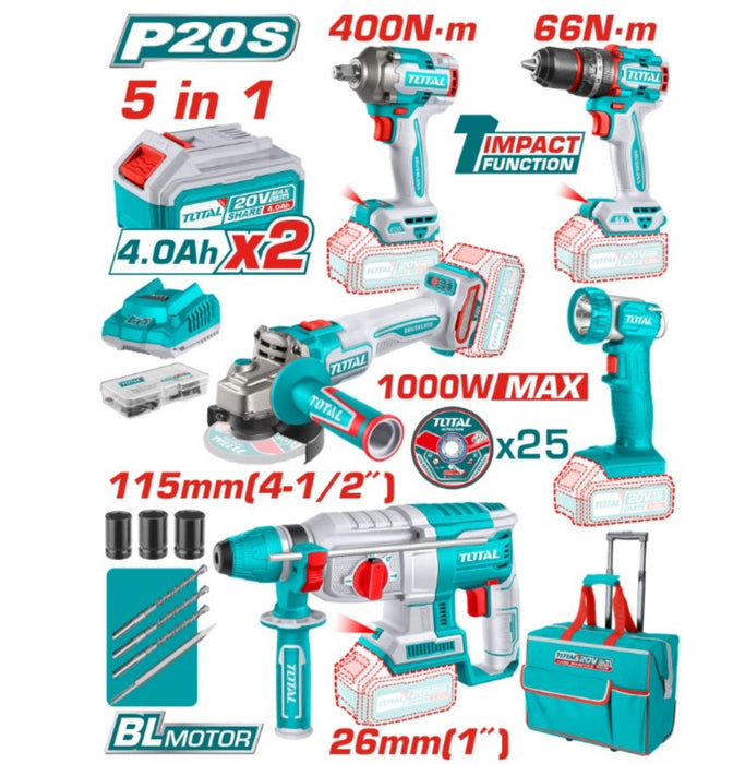 К-Т АКУМ. ИНСТРУМЕНТИ 5В1 20V TOTAL
