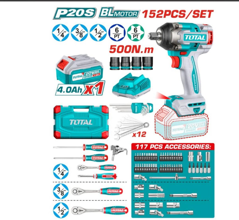 К-Т АКУМ. УДАРЕН ГАЙКОВЕРТ+ИНСТРУМ.TOTAL