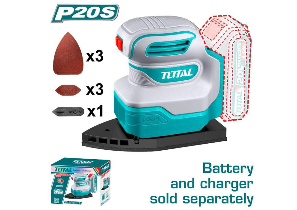 АКУМ. ВИБРОШЛАЙФ 20 V, БЕЗ БАТ. TOTAL