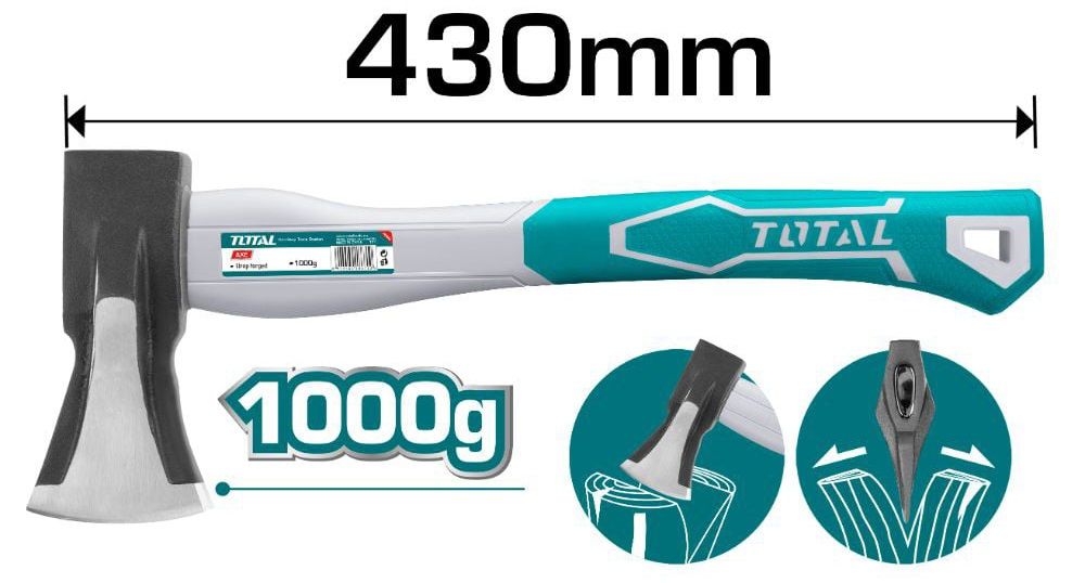Брадва с клин за цепене на дърва TOTAL - 1 kg