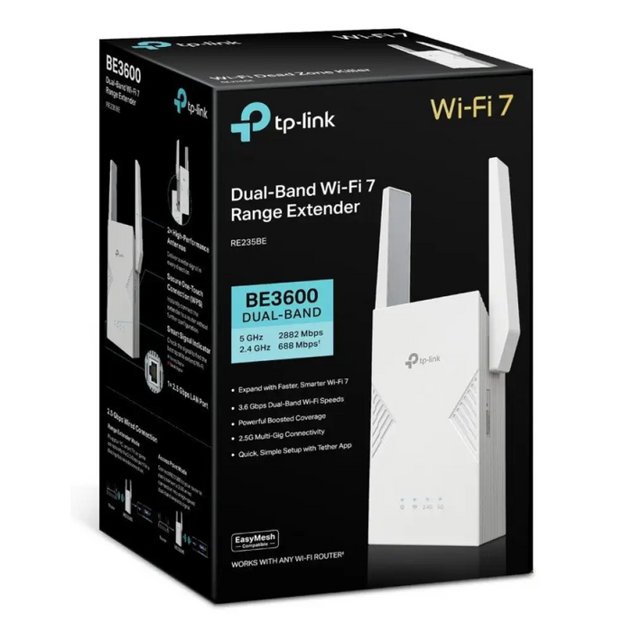 TP-Link BE3600 Мрежов предавател и приемник Бял 2500 Mbit/s