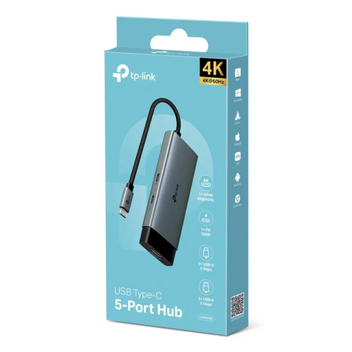 TP-Link UH5020C интерфейсен хъб USB Type-C 5000 Mbit/s Сив