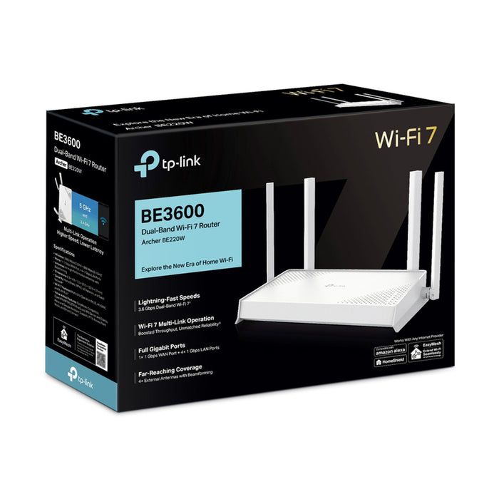 РУТЕР TP-LINK ARCHER BE220W /BE3600 Dual-band, WI-FI 7, Gigabit