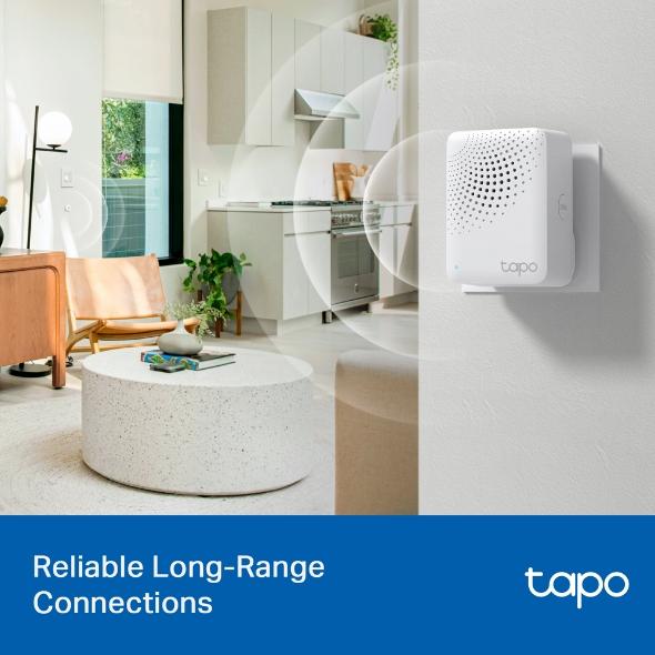 TP LINK интелигентен хъб със звънец H100, аларма, координира се с интелиг. сензори Tapo, свързва до 64 интелиг. у-ва, звънец, Wi-Fi