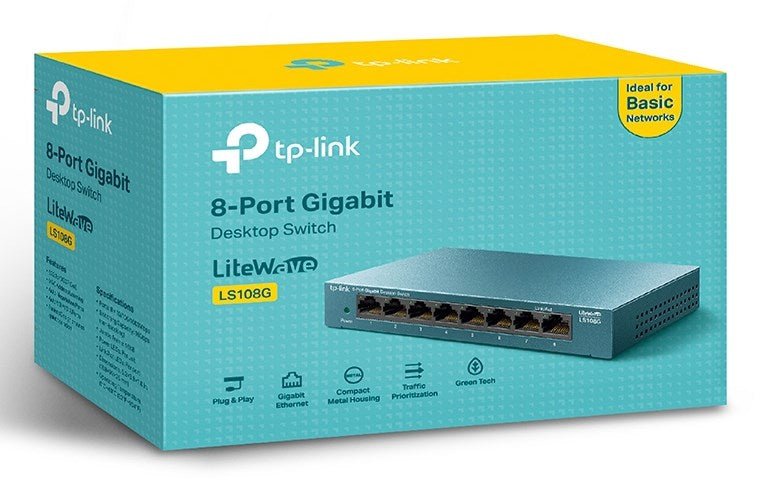 TP-Link 8-портов 10/100/1000Mbps настолен мрежов превключвател