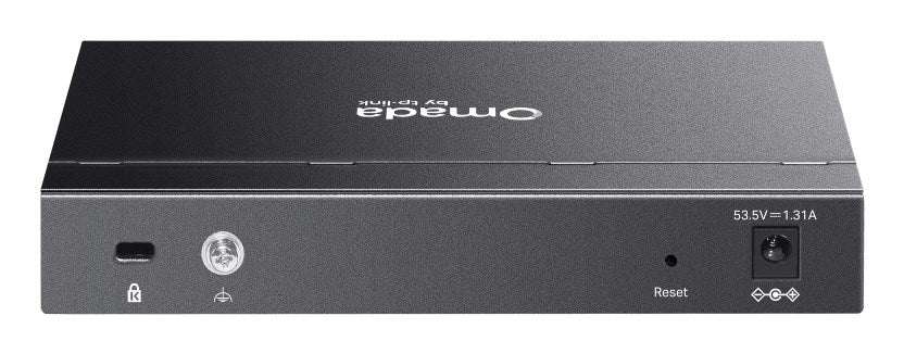 Мрежов комутатор TP-Link Omada ES208GP, управляем L2 Gigabit Ethernet (10/100/1000), захранване през Ethernet (PoE), DIN шина, черен