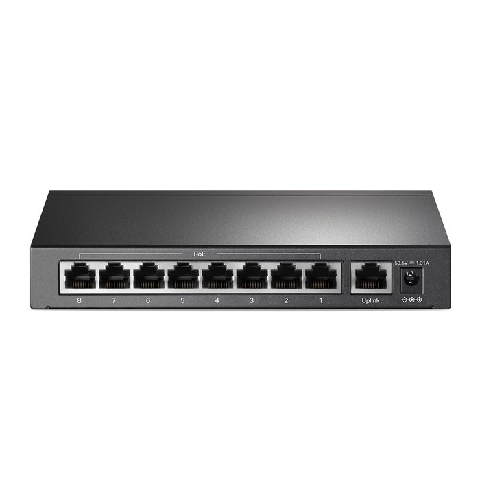 TP-Link 9-портов 10/100Mbps настолен превключвател с 8-портов PoE+