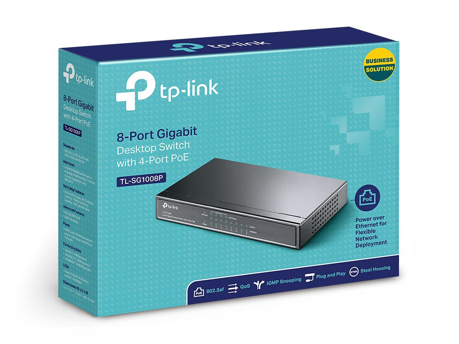 TP-Link 8-портов гигабитов настолен PoE превключвател с 4 порта