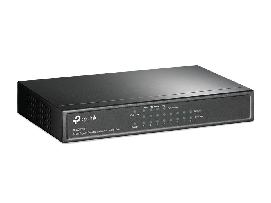 TP-Link 8-портов гигабитов настолен PoE превключвател с 4 порта