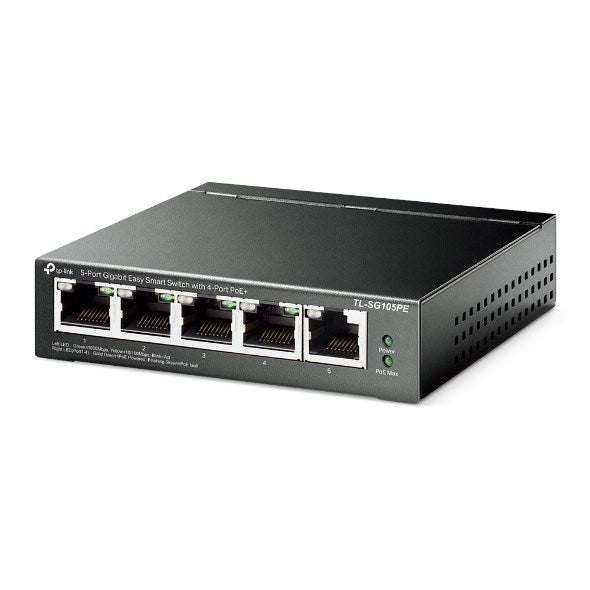 TP-Link 5-портов Gigabit Easy Smart PoE превключвател с 4-портов PoE+