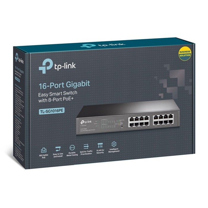 TP-Link TL-SG1016PE мрежов комутатор Managed L2 Gigabit Ethernet (10/100/1000) Power over Ethernet (PoE) Черен