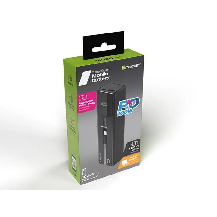 Tracer Quant 10000mAh 100W PD + QC черен