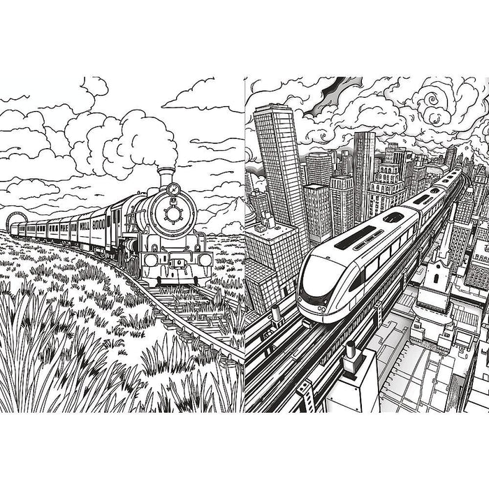 Книжка за оцветяване Trefl - Trains and airplanes