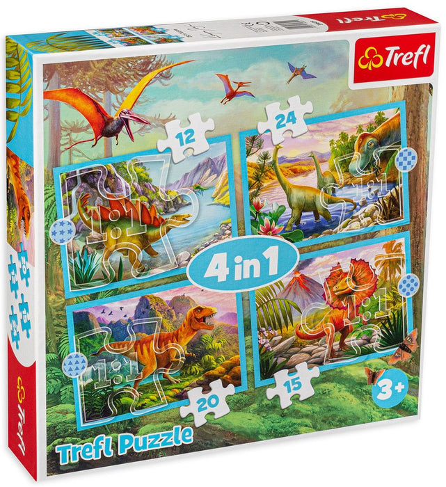 Пъзел Trefl 4 в 1 - Динозаври