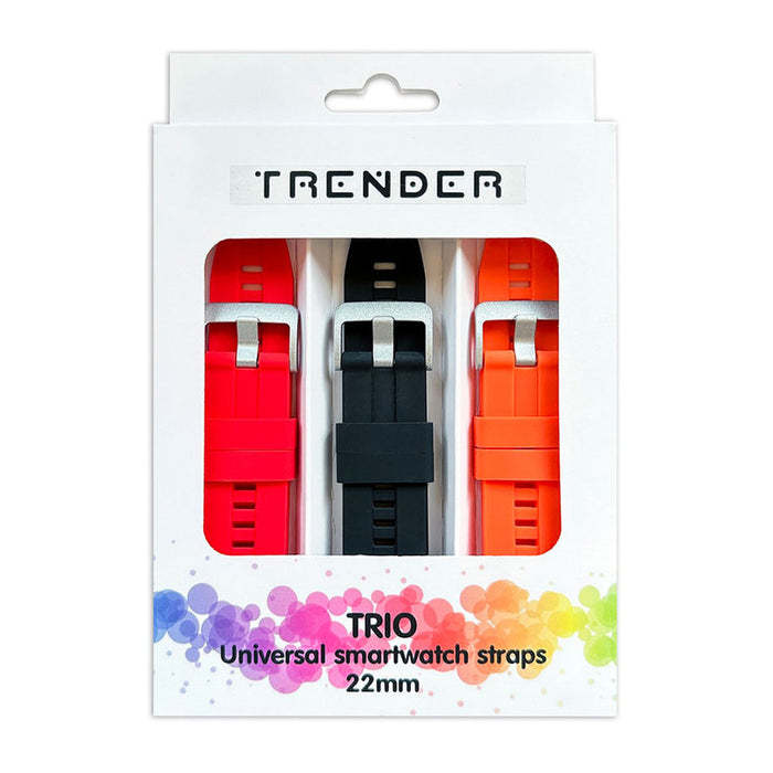 3 КАИШКИ TRENDER SILICONE 22 mm RD/BK/OR