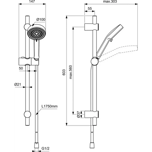 ТРЪБНО ОКАЧВАНЕ IDEALRAIN ALU+ 600ММ