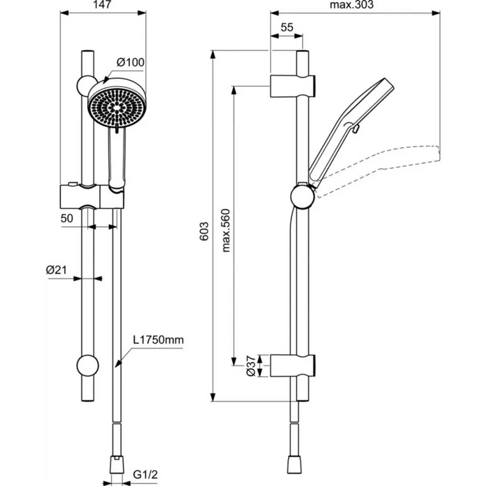 ТРЪБНО ОКАЧВАНЕ IDEALRAIN ALU+ 600ММ