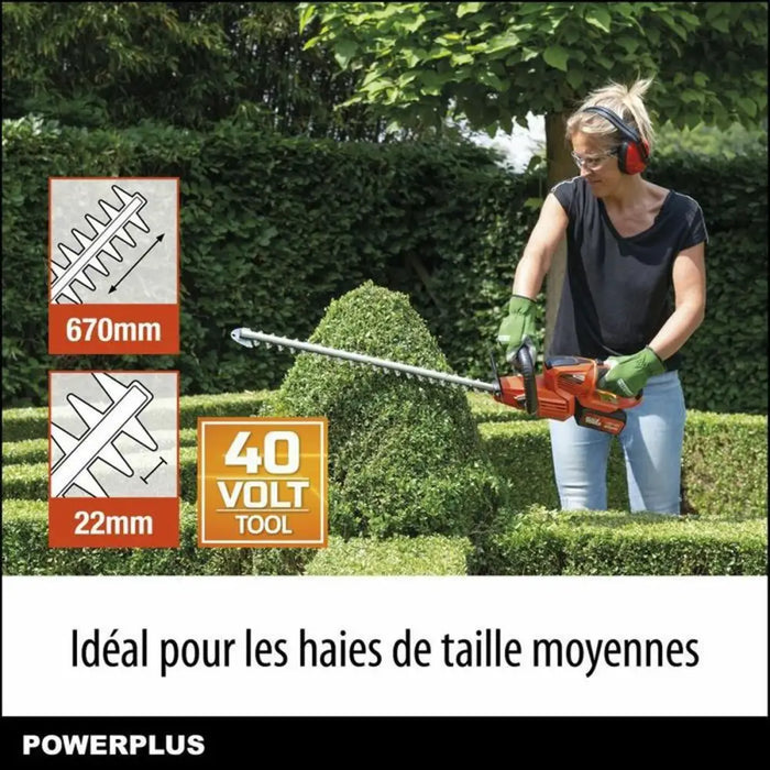 Тример за жив плет Powerplus 67 cm 40 V