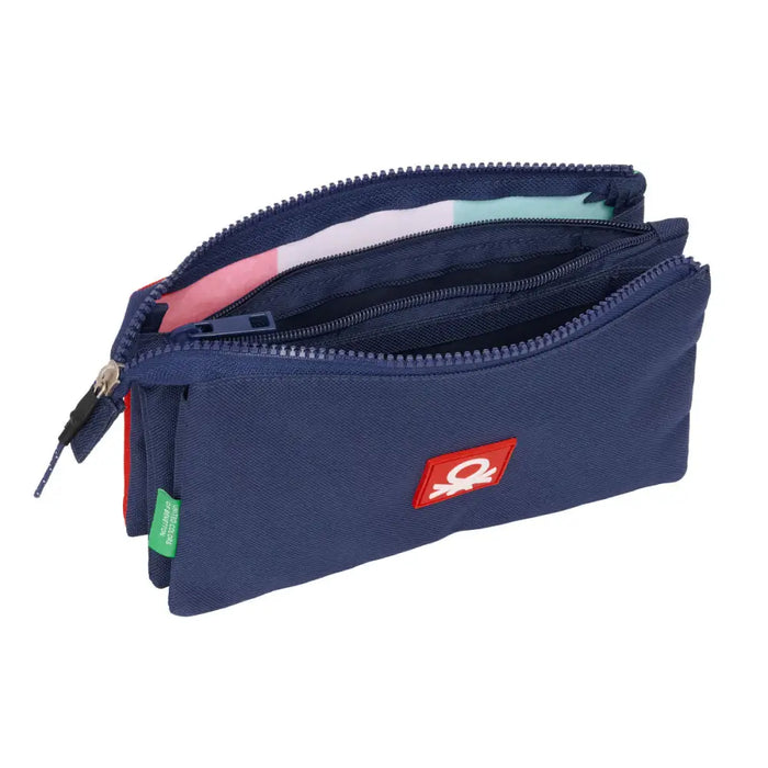 Троен Моливник Benetton Flag Морско син 22 x 12 x 3 cm
