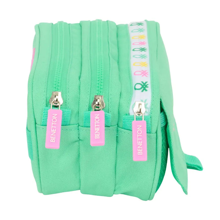 Троен Моливник Benetton Mint Зелен 21,5 x 10 x 8 cm