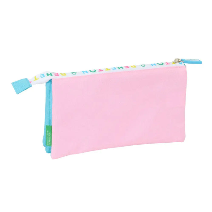 Троен Моливник Benetton Unique Розов цвят тюркоаз 22 x 12 x