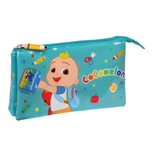 Троен Моливник CoComelon Back to class Светло син (22 x 12