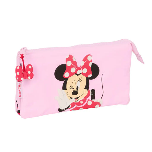 Троен Моливник Minnie Mouse Naive Розов 22 x 12 x 3 cm