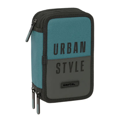 Троен несесер за моливи Safta Urban style Син Сив 12,5 x