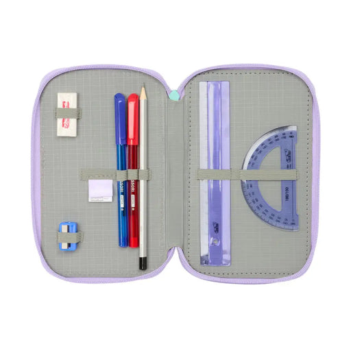 Троен несесер за моливи Frozen Spirit Люляк 12,5 x 19,5 x