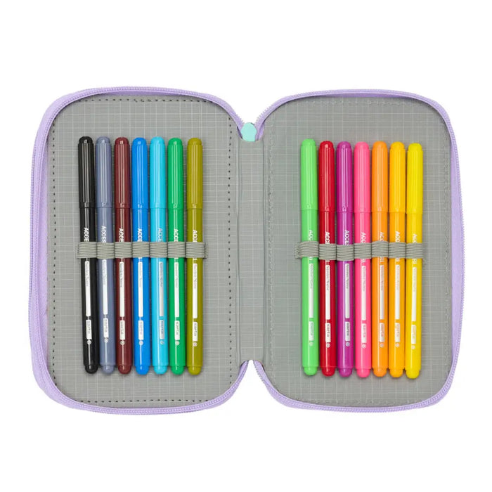 Троен несесер за моливи Frozen Spirit Люляк 12,5 x 19,5 x