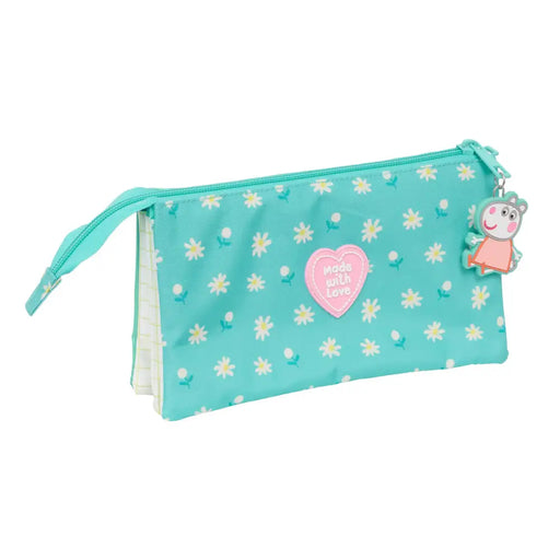 Троен Моливник Peppa Pig Pretty flowers Жълт Мента 22 x 12