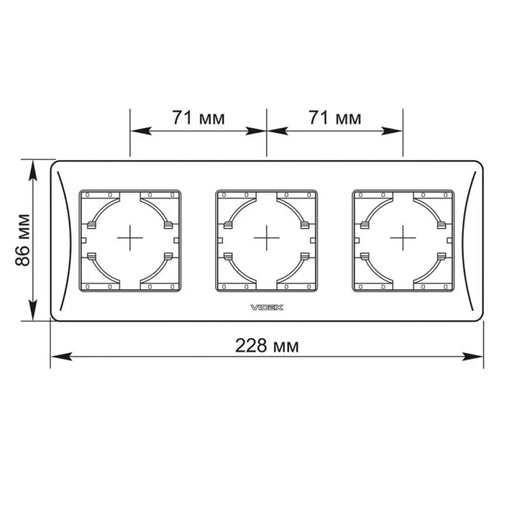 ТРОЙНА ХОРИЗОНТАЛНА РАМКА VF-BNFR3H-W BINERA VIDEX - БЯЛ