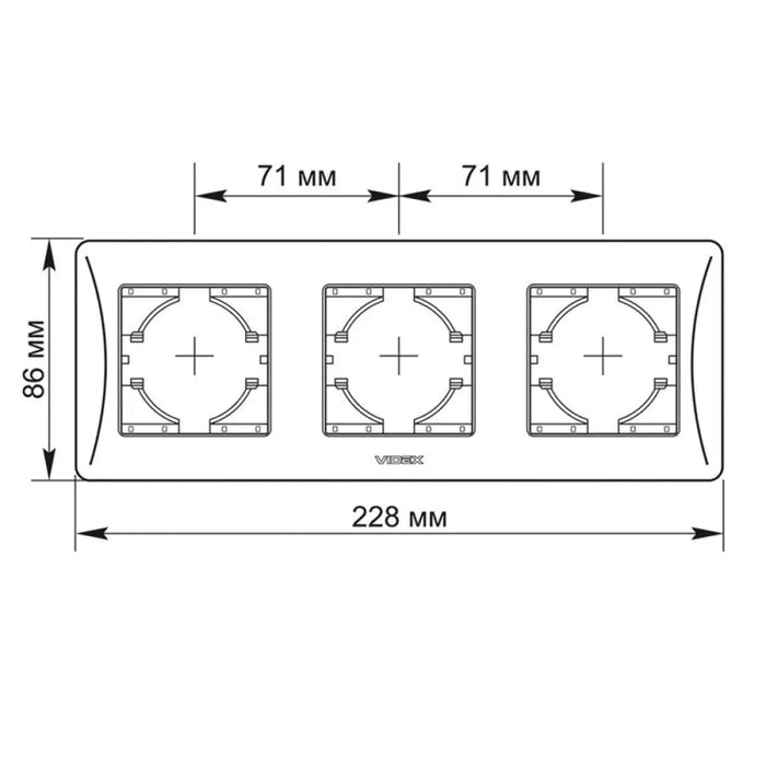 ТРОЙНА ХОРИЗОНТАЛНА РАМКА VF-BNFR3H-W BINERA VIDEX - БЯЛ