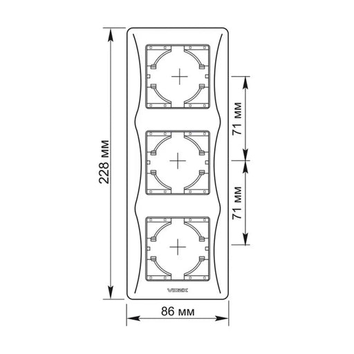 ТРОЙНА ВЕРТИКАЛНА РАМКА VF-BNFR3V-BG BINERA VIDEX - ГРАФИТ