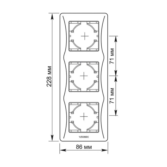 ТРОЙНА ВЕРТИКАЛНА РАМКА VF-BNFR3V-BG BINERA VIDEX - ГРАФИТ