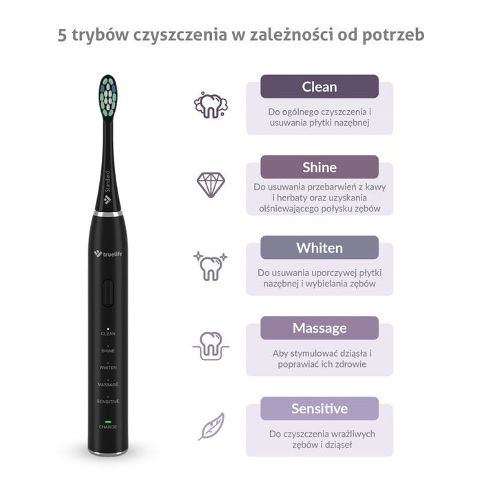 TrueLife SonicBrush Clean30 Черна осцилираща четка за зъби за възрастни